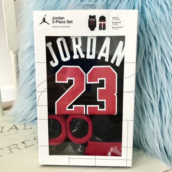 Jordan Kids Bodysuit Set - Black, Red, White - Picture 1 of 7